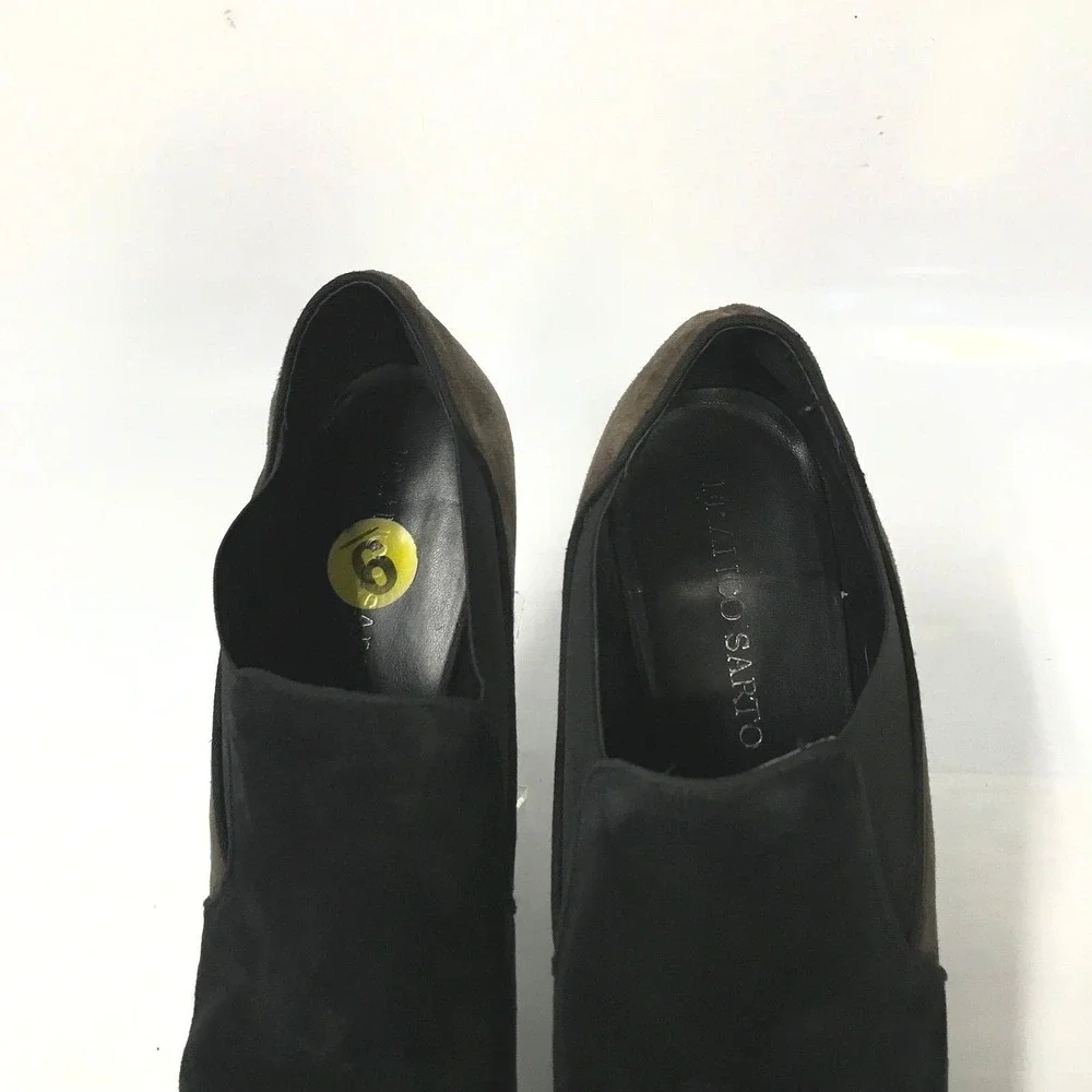Franco Sarto Womens Black‎ Brown Suede Block Heel Booties Shooties Size 9